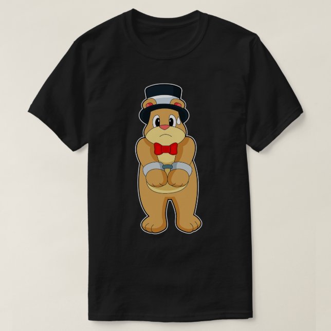 Bear Groom Handcuffs Wedding  T-Shirt (Design Front)