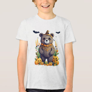 Bear Halloween Cute Adorable Funny Animal Cartoon  Tri-Blend Shirt