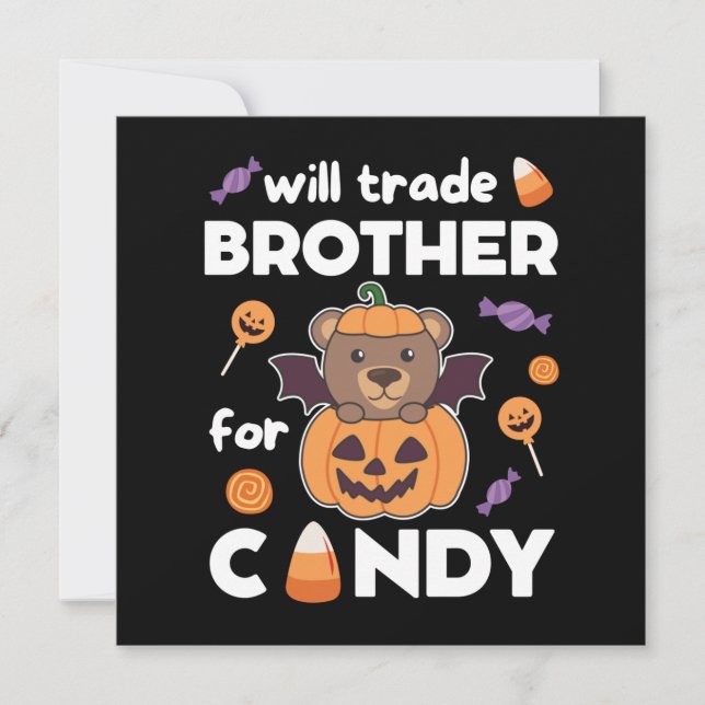 Bear Halloween Trade Brother For Candy Invitation (Front)