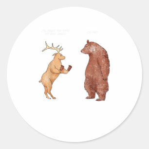 Bear Hands Oh Deer Funny Sayings Pun Gift  Classic Round Sticker