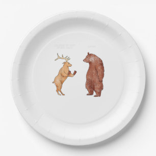 Bear Hands Oh Deer Funny Sayings Pun Gift Paper Plate