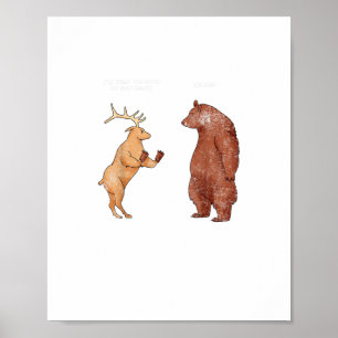 Bear Hands Oh Deer Funny Sayings Pun Gift Poster