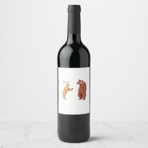 Bear Hands Oh Deer Funny Sayings Pun Gift Wine Label