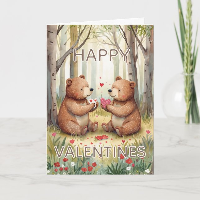 Bear Happy Valentines  Card (Front)