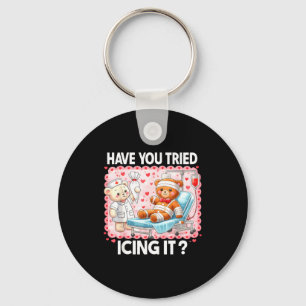 Bear Have You Tried Icing It Funny Christmas Nurse Key Ring