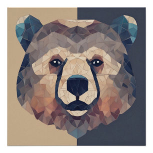 Bear Head Low Poly Design Poster