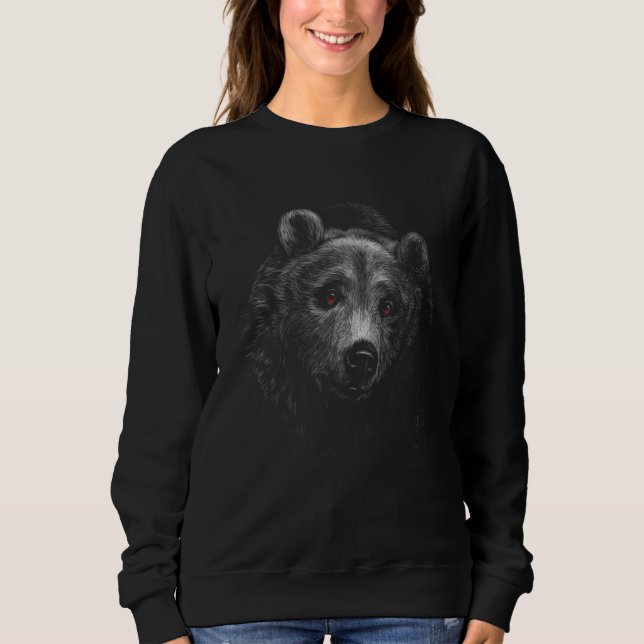 Bear Head Portrait Black Background Theme Animal Sweatshirt (Front)