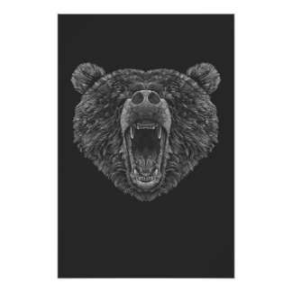 Bear head roaring poster