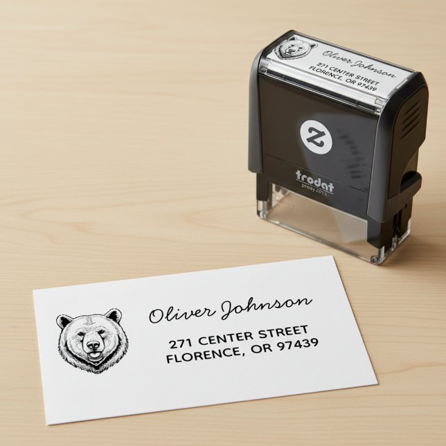 Bear Head Self-inking Return Address Stamp (Bear head return address stamp.)