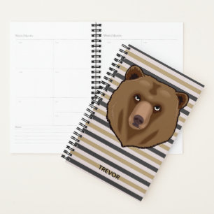 Bear Head Striped Planner