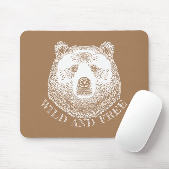 Bear Head, Wild And Free, Hand Drawn Illustration Mouse Pad (With Mouse)