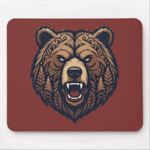Bear Head Wild Tribal Art Mousepad