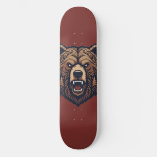 Bear Head Wild Tribal Art Skateboard Deck