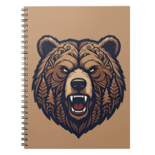 Bear Head Wild Tribal Art Spiral Photo Notebook