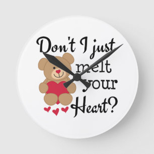 Bear Heart Melt Round Clock