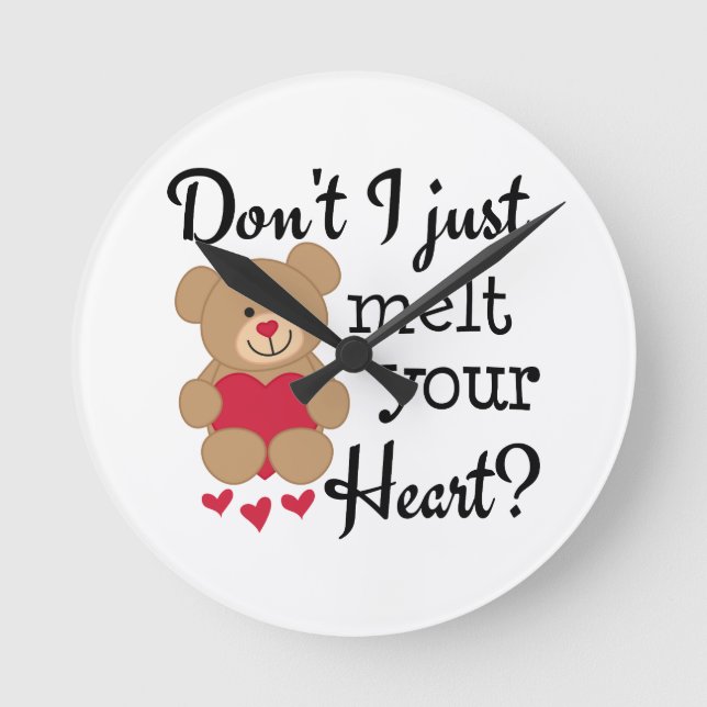 Bear Heart Melt Round Clock (Front)