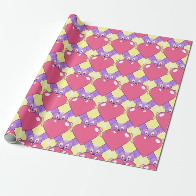 bear heart wrapping paper (Unrolled)