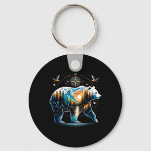 Bear Hiking Grizzly Bear Camping Camper Key Ring