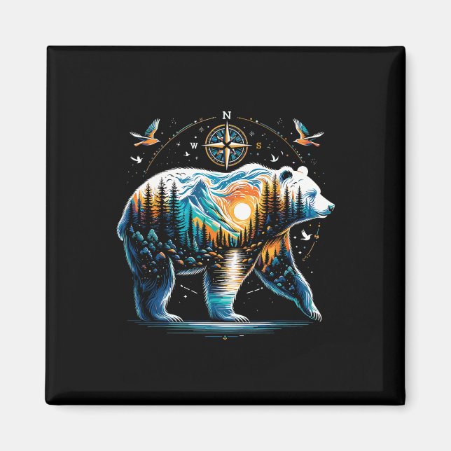Bear Hiking Grizzly Bear Camping Camper  Magnet (Front)