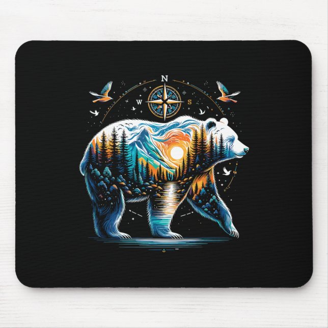 Bear Hiking Grizzly Bear Camping Camper  Mouse Pad (Front)