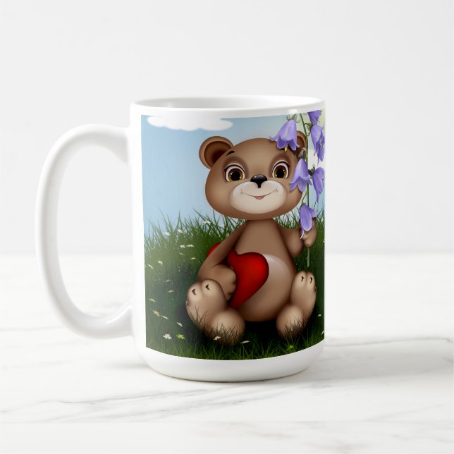 Bear Holding Bouquet Flower-30926 Coffee Mug (Left)