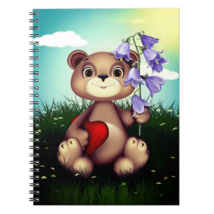 Bear Holding Bouquet Flower-30926 Notebook
