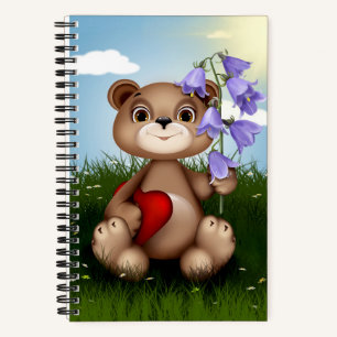 Bear Holding Bouquet Flower-30926 Notebook