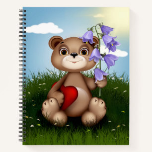 Bear Holding Bouquet Flower-30926 Notebook