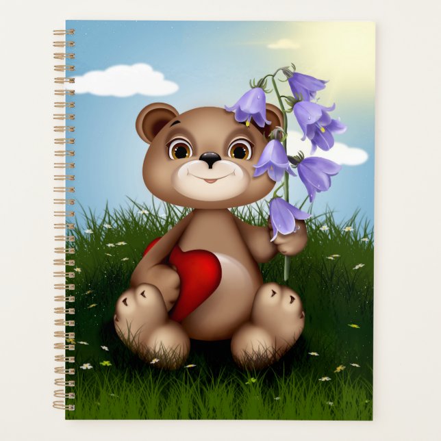 Bear Holding Bouquet Flower-30926 Planner (Front)