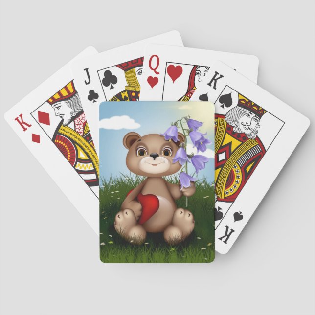 Bear Holding Bouquet Flower-30926 Playing Cards (Back)