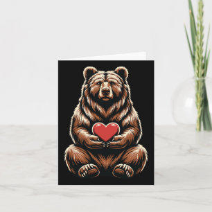 Bear Holding Heart Valentine's Day Cute Valentine Card