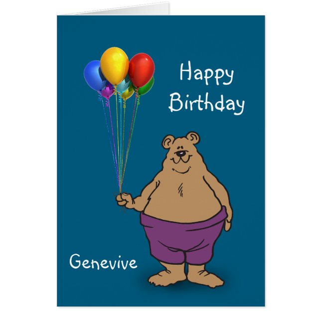 Bear holds Birthday Balloons personalise (Front)