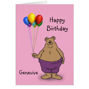 Bear holds Birthday Balloons personalise