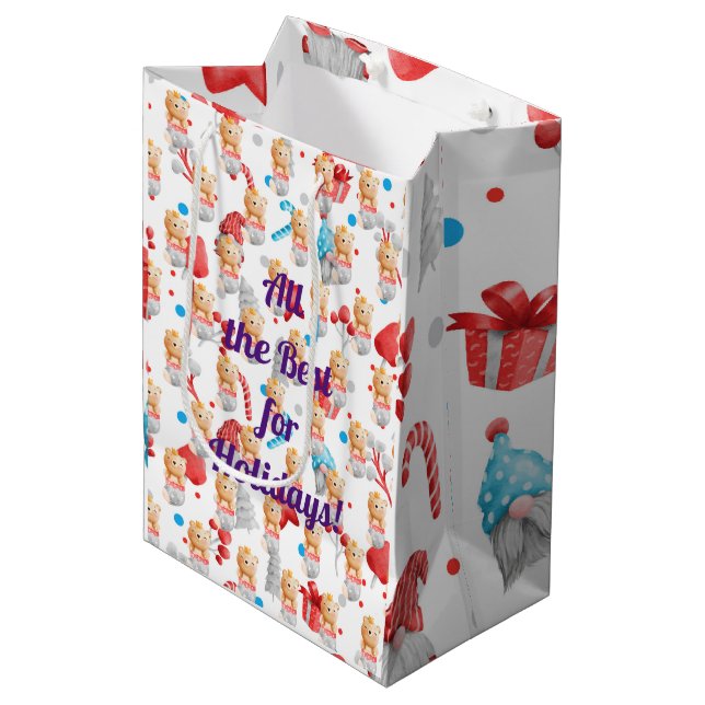 Bear Holidays Customise Medium Gift Bag (Front Angled)