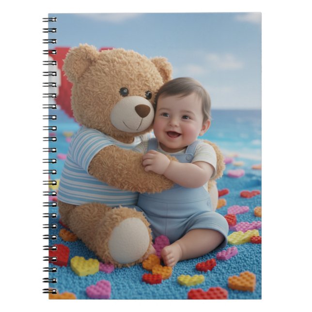 Bear hugging a baby notebook (Front)