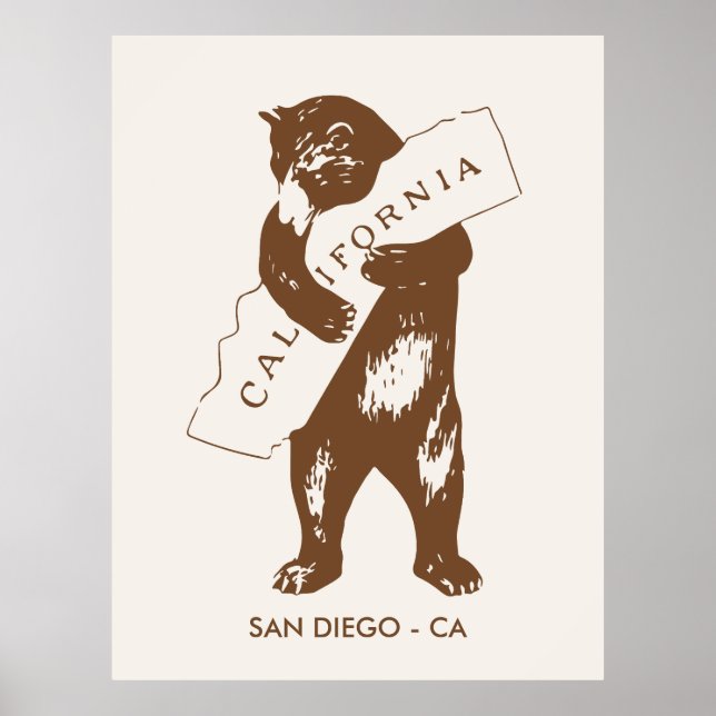 Bear Hugging California Map Custom City Poster (Front)