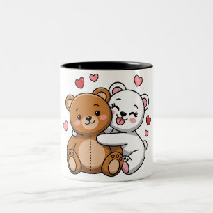 Bear Hugs & Heartbeats Two-Tone Coffee Mug