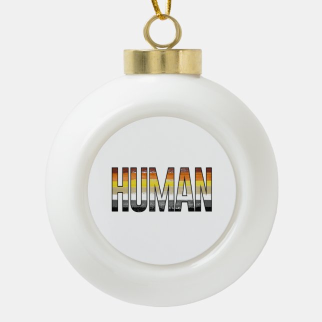 Bear Human Ceramic Ball Christmas Ornament (Front)