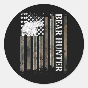 Bear Hunter American Flag Bear Hunting Lover 1 Classic Round Sticker