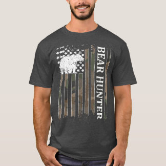Bear Hunter American Flag Bear Hunting Lover 236  T-Shirt