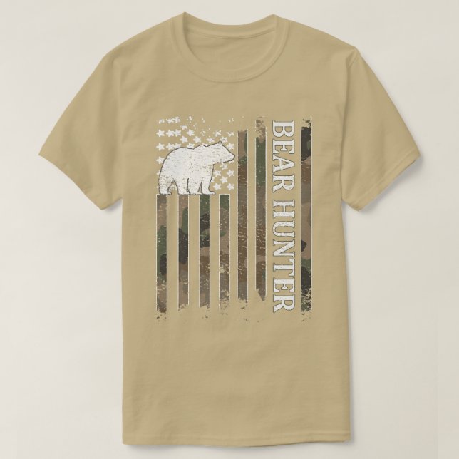 Bear Hunter American Flag Bear Hunting Lover Premi T-Shirt (Design Front)