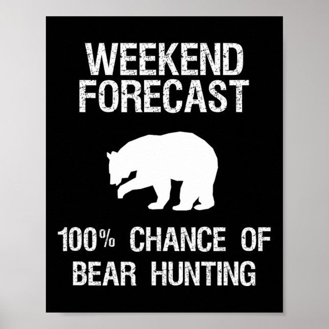 Bear Hunting Gift - Funny Hunter Weekend Forecast  Poster (Front)