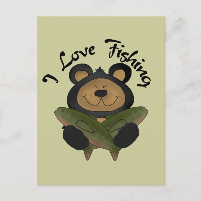 Bear I Love Fishing Tshirts and Gifts Postcard (Front)