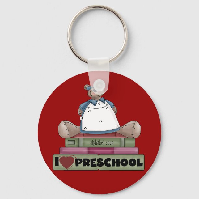 Bear I Love Preschool Tshirts and Gifts Key Ring (Front)