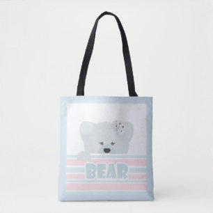 Bear illustration kids childish print tote bag