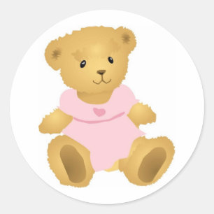 Bear in a Pink Dress Classic Round Sticker