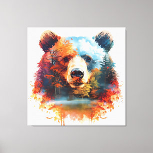 Bear in an Autumn Forest Canvas Print