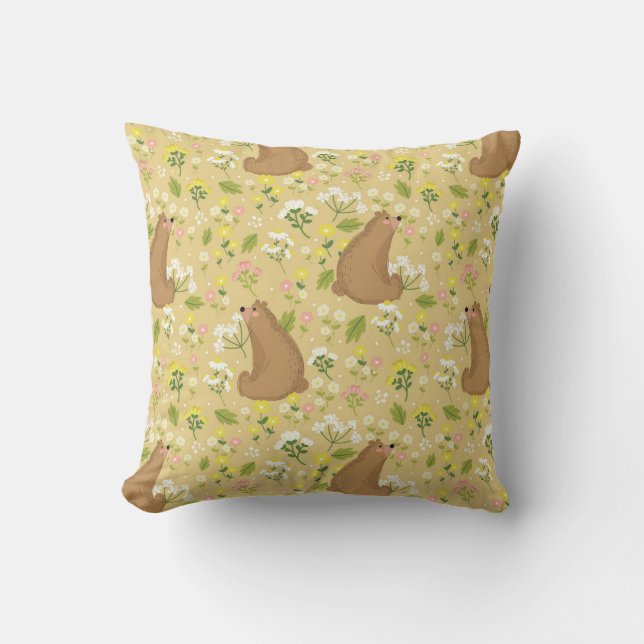 Bear in Bloom Cushion (Front)