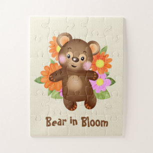 Bear in Bloom – Cute Teddy Bear Floral Jigsaw Puzzle