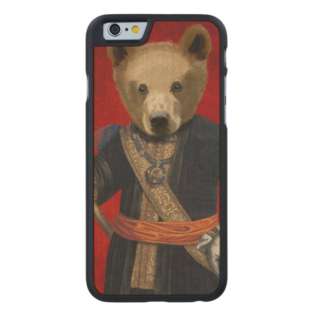 Bear in Blue Robes 3 Carved Wood iPhone Case (Back)